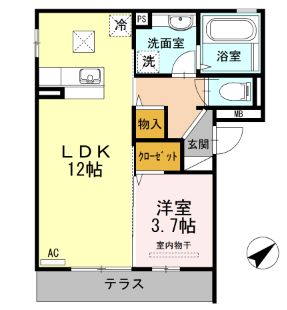 福山市沖野上町のアパートの間取り