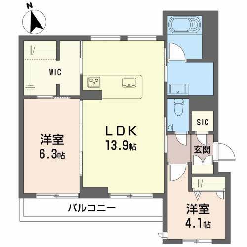 熊本市中央区帯山のマンションの間取り