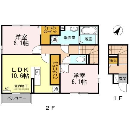 新潟市東区新石山のアパートの間取り