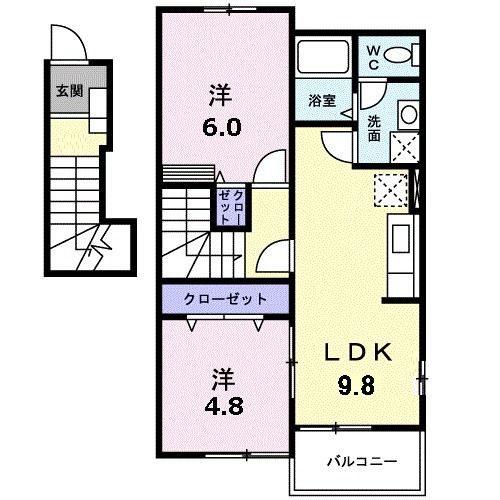 小城市牛津町下砥川のアパートの間取り