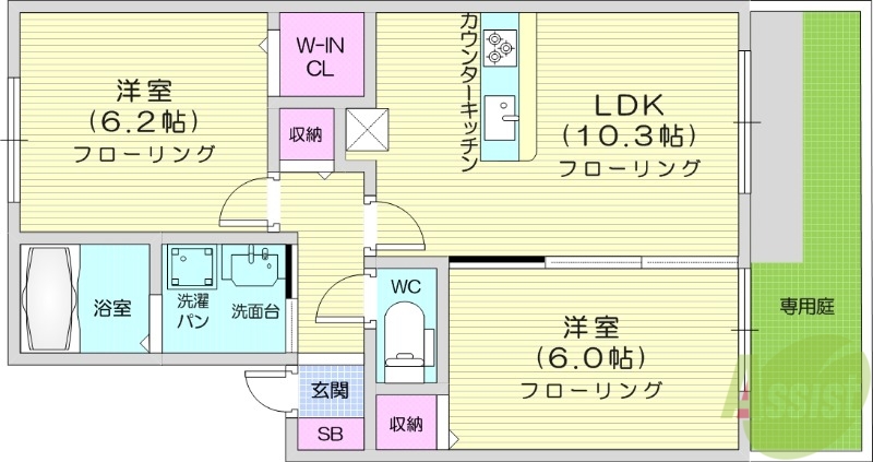 【ボヌール・ヒルズ市名坂Dの間取り】