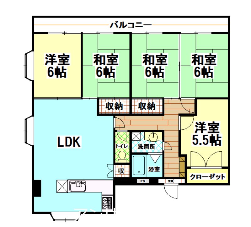 北九州市小倉北区熊谷のマンションの間取り