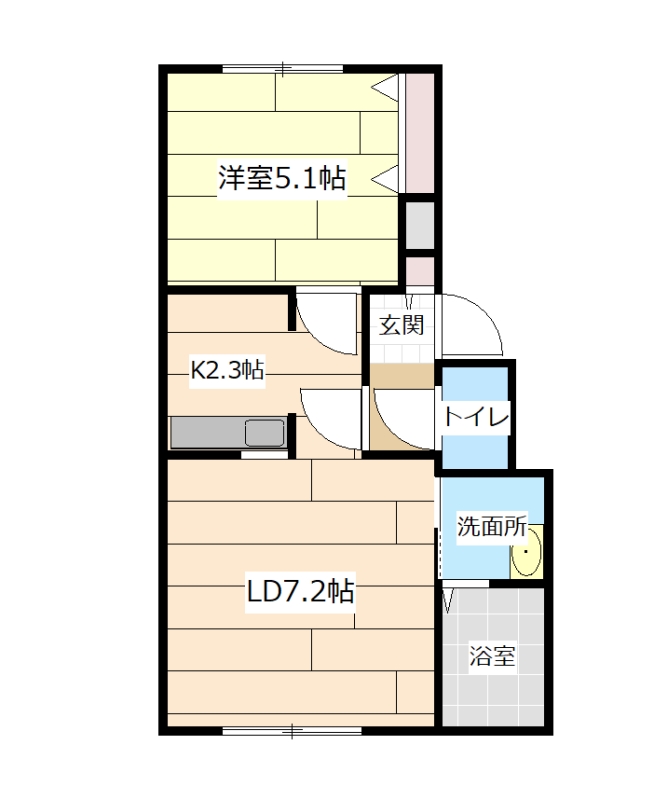 江別市野幌代々木町のマンションの間取り