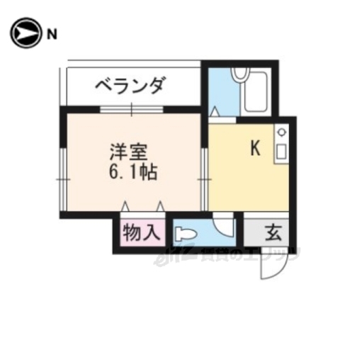 京都市北区鷹峯光悦町のアパートの間取り