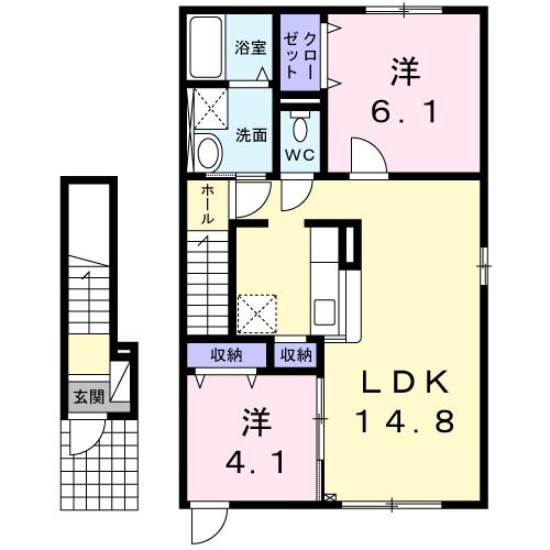 苫小牧市拓勇西町のアパートの間取り