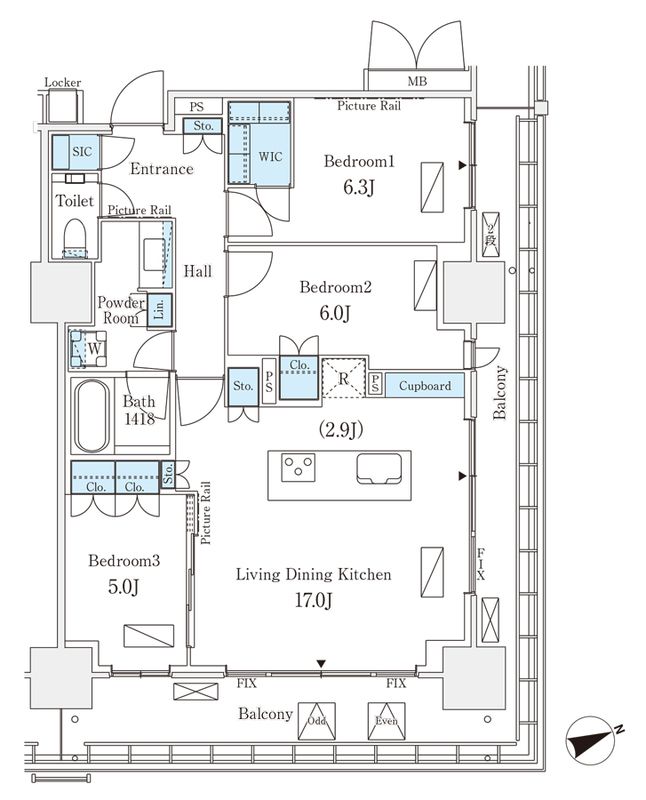 港区港南のマンションの間取り