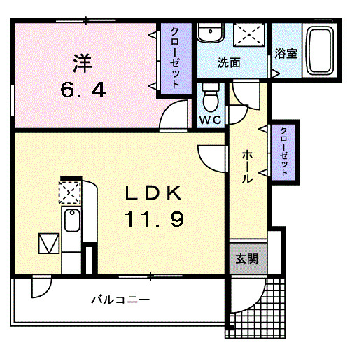 南足柄市壗下のアパートの間取り