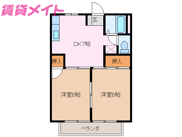 伊勢市二見町溝口のアパートの間取り