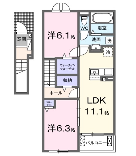 太宰府市宰府のアパートの間取り