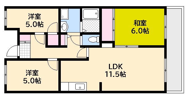 広島市西区南観音のマンションの間取り