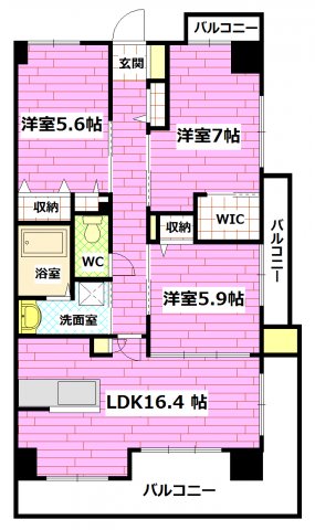 【広島市安佐南区大町西のマンションの間取り】