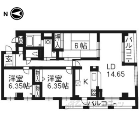 【京都市右京区西院南高田町のマンションの間取り】