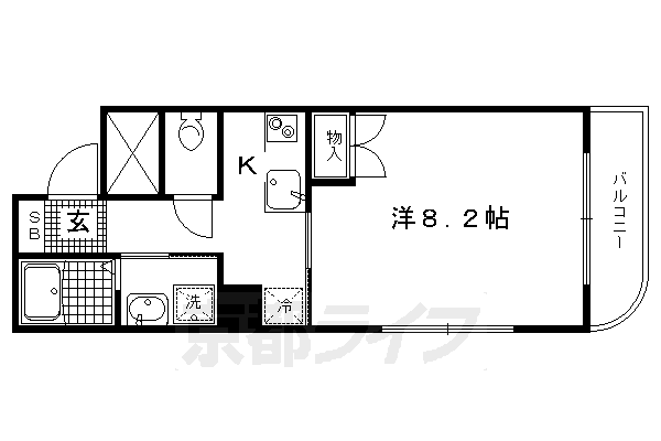 京都市北区衣笠荒見町のマンションの間取り