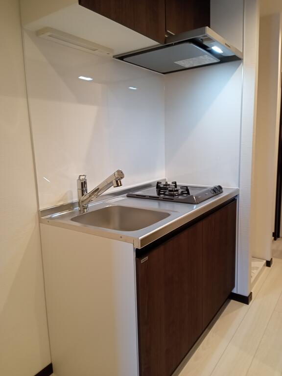 キッチン　２口ガスコンロ付システムキッチンを設置