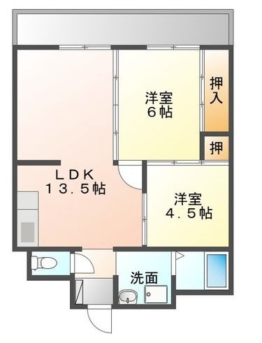 ＪＲ呉線 広駅 徒歩5分 4階建 築45年の間取り写真
