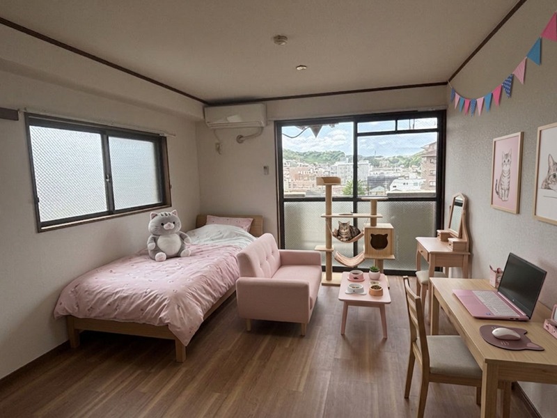 居室・リビング　家具家電AI生成　ペットと暮らせるお部屋です