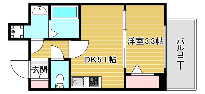 地下鉄千日前線 阿波座駅 徒歩5分 15階建 築3年の間取り写真