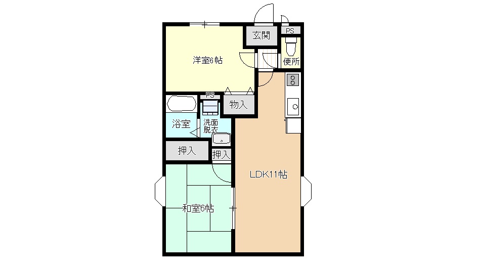 鹿児島市田上のアパートの間取り