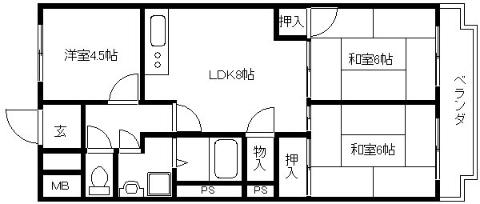 八尾市荘内町のマンションの間取り