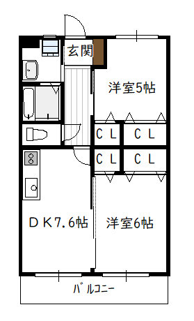 サニーコート（2DK）の間取り