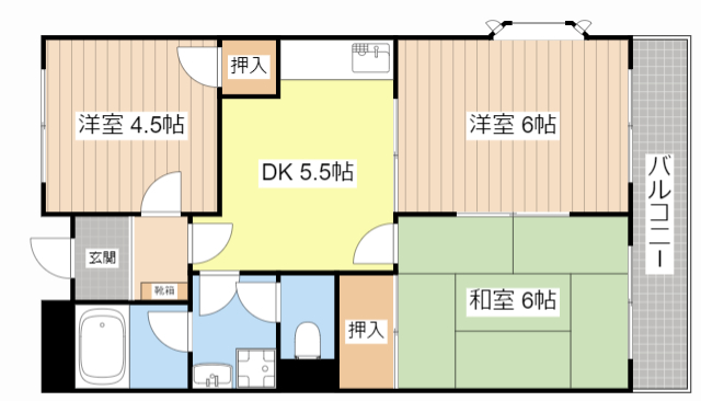 東近江市沖野のマンションの間取り