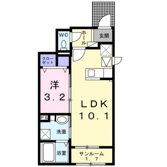 広島市佐伯区利松のアパートの間取り