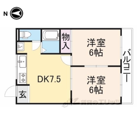 【寝屋川市桜木町のマンションの間取り】