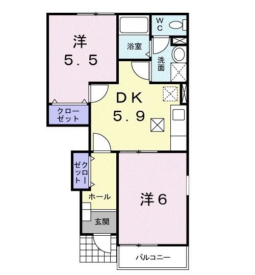 竹原市竹原町のアパートの間取り