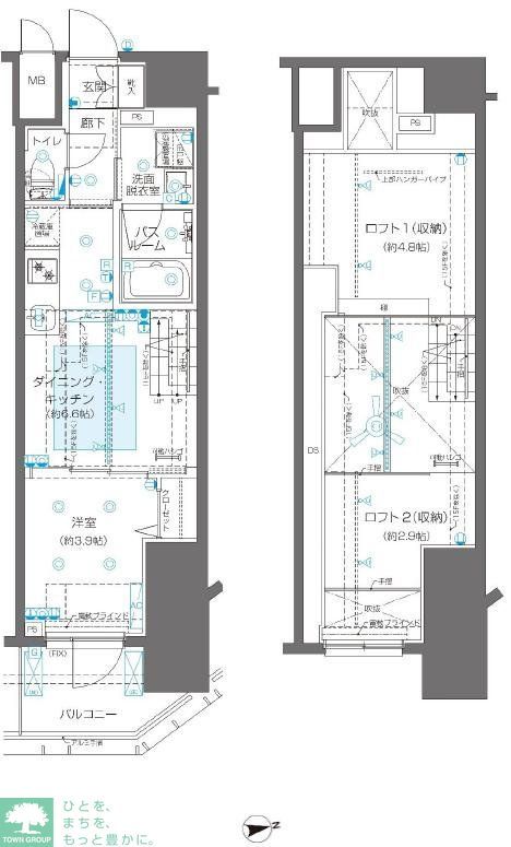 新宿区新宿のマンションの間取り