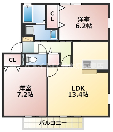 熊本市東区画図東のアパートの間取り