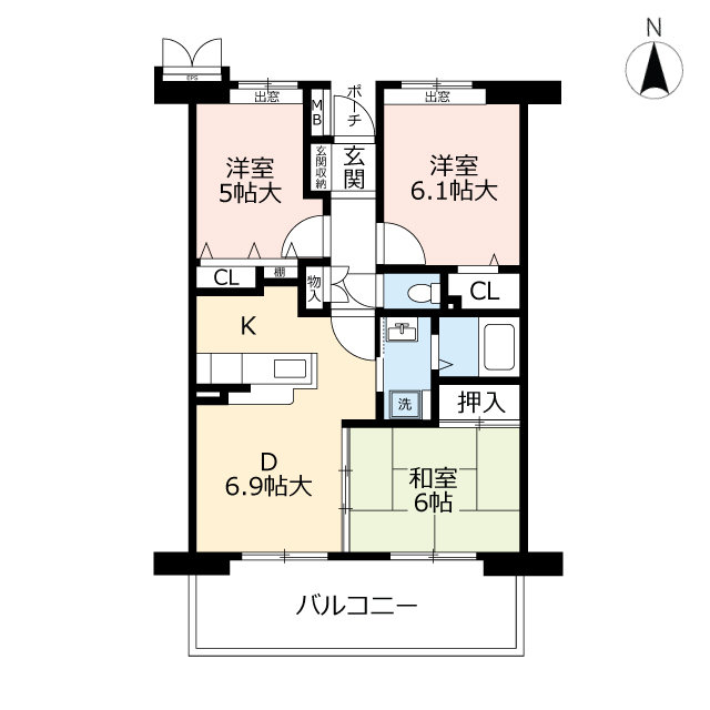 ＵＲアーベインルネス足立妙見通りの間取り