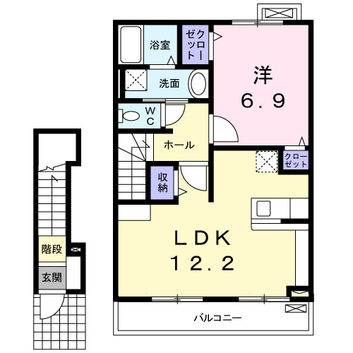 八尾市弓削町南のアパートの間取り