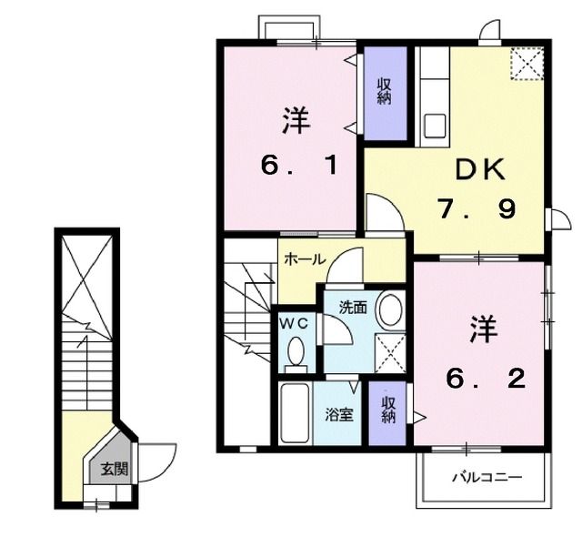 郡山市富久山町福原のアパートの間取り