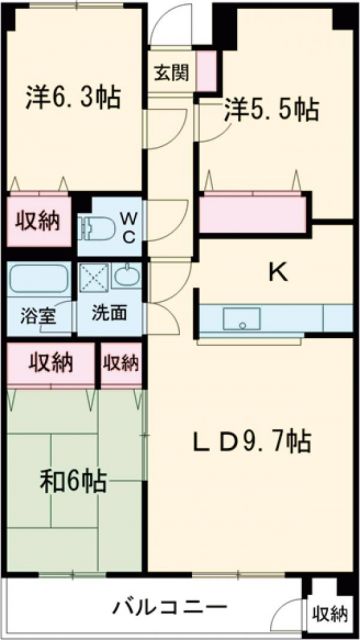 笠間市八雲のマンションの間取り