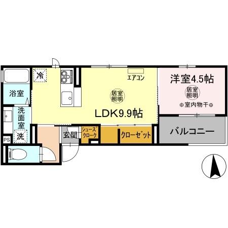 水戸市白梅のアパートの間取り