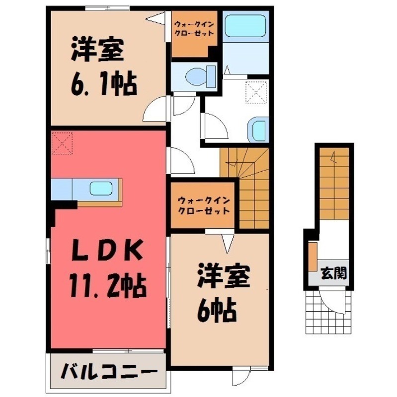 邑楽郡大泉町大字古海のアパートの間取り