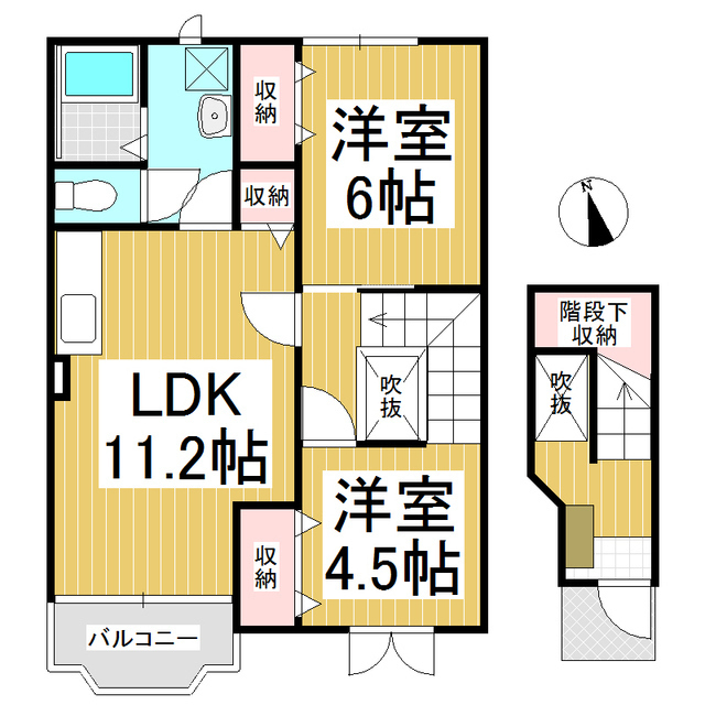 長野市豊野町蟹沢のアパートの間取り