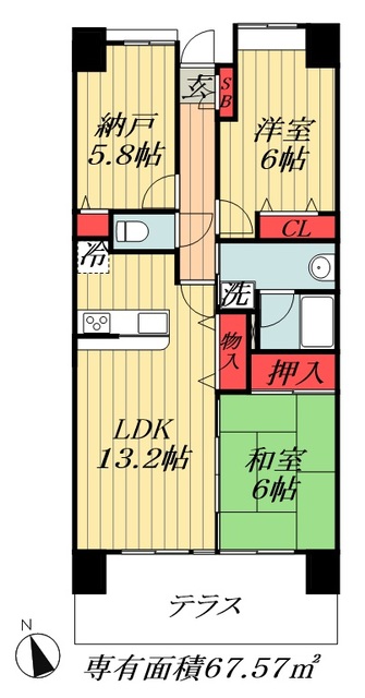 市川市田尻のマンションの間取り