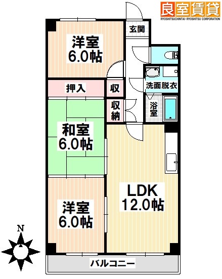 名古屋市熱田区比々野町のマンションの間取り