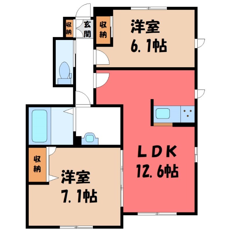 邑楽郡大泉町坂田のアパートの間取り