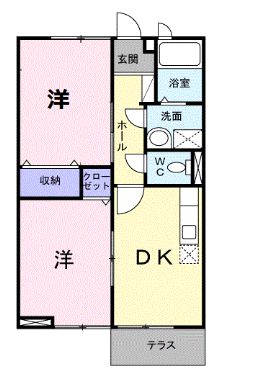 福山市新市町大字戸手のアパートの間取り