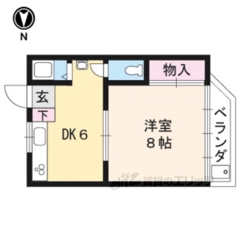 京都市左京区一乗寺塚本町のマンションの間取り