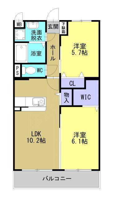 指宿市大牟礼のマンションの間取り