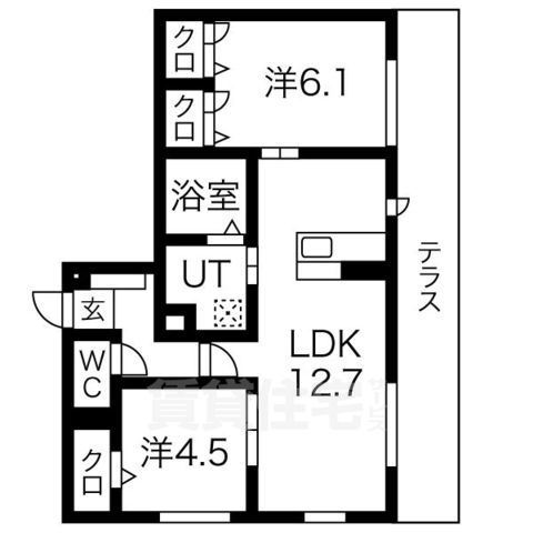 京都市右京区山ノ内山ノ下町のアパートの間取り