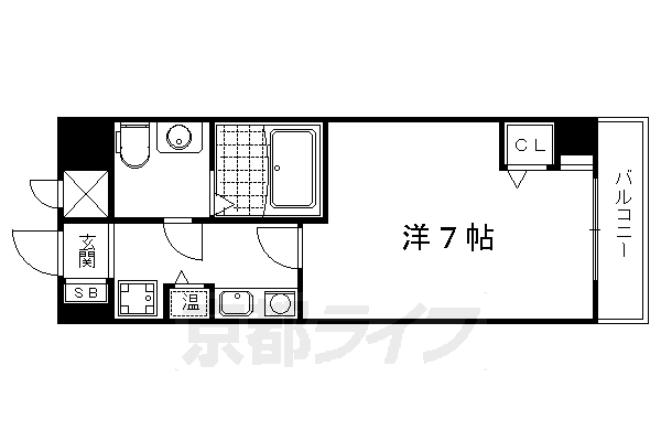 京都市左京区一乗寺河原田町のマンションの間取り