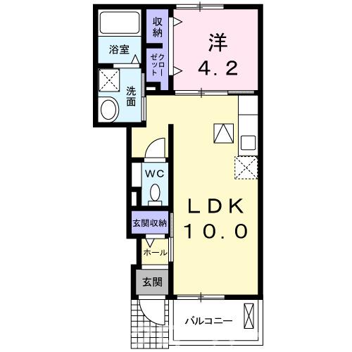 丸亀市柞原町のアパートの間取り