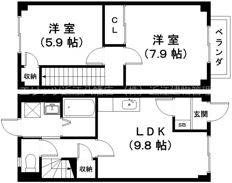 近江八幡市金剛寺町のアパートの間取り