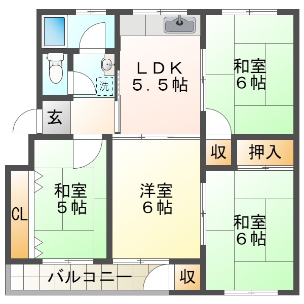 神陵台東住宅54号棟の間取り写真