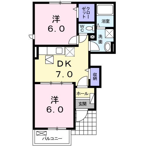 福山市駅家町大字近田のアパートの間取り