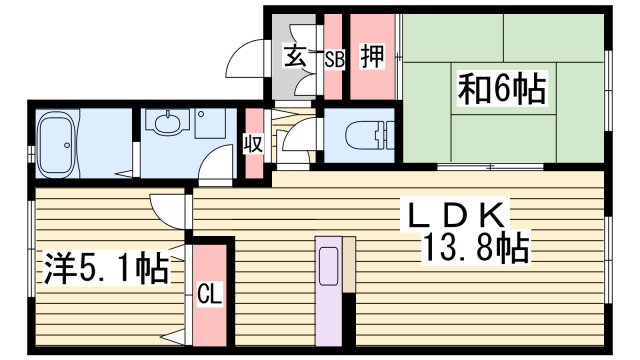 【ディアス六百目Ｂの間取り】